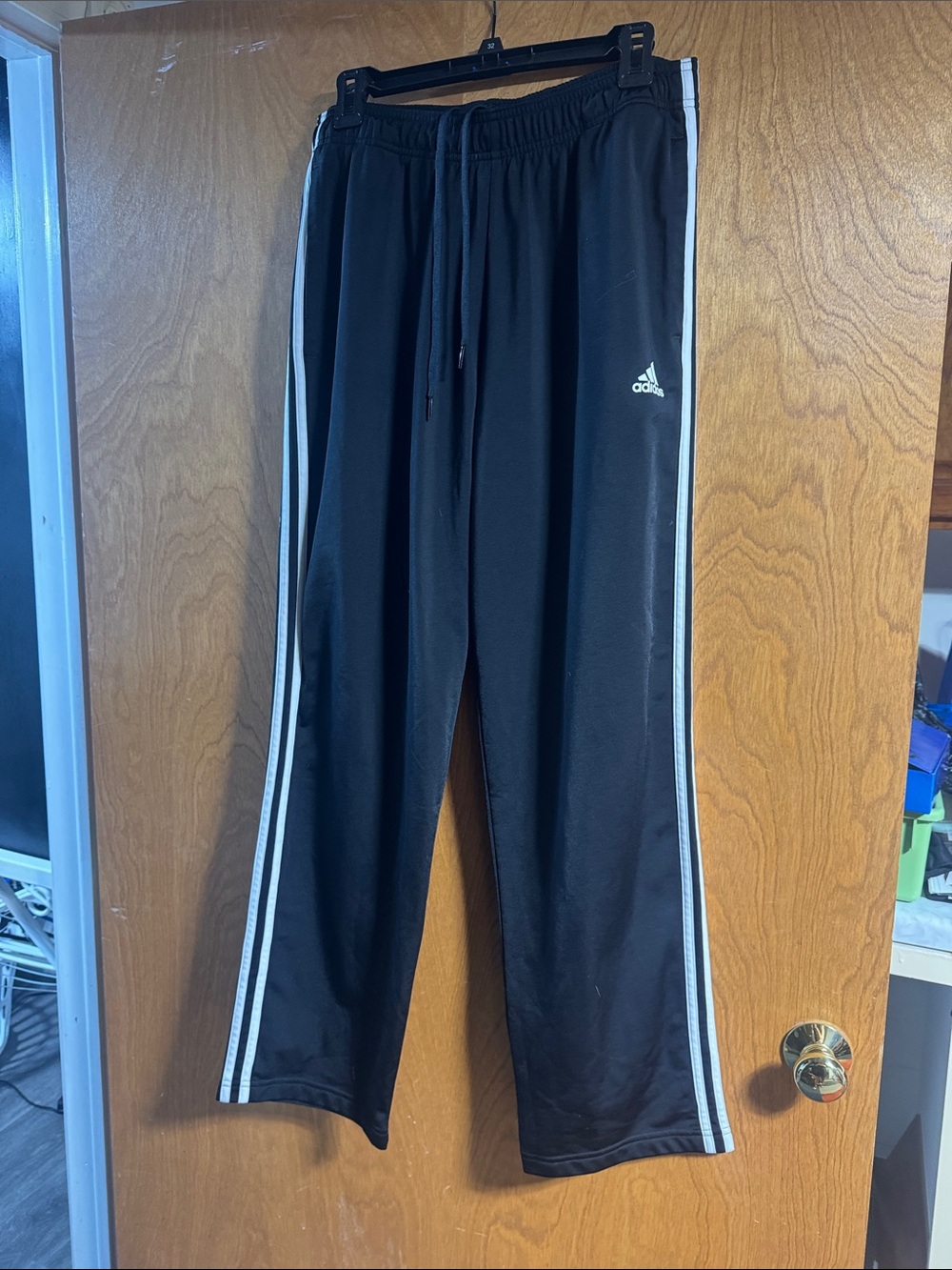 adidas Black Joggers with White Side Stripes